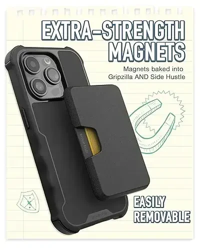 Smartish® iPhone 15 Pro Protective Case with Wallet for MagSafe iPhones - Gripzilla - Magsafe Compatible Heavy Duty Armor Grip Cover + Detachable Magnetic Credit Card Holder - Black Tie Affair - 10