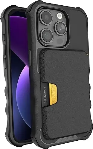 Smartish® iPhone 15 Pro Protective Case with Wallet for MagSafe iPhones - Gripzilla - Magsafe Compatible Heavy Duty Armor Grip Cover + Detachable Magnetic Credit Card Holder - Black Tie Affair - 1