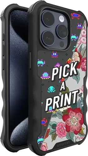 Smartish® iPhone 15 Pro Protective Magnetic Case - Gripzilla Compatible with MagSafe [Rugged + Tough] Heavy Duty Grip Armored Cover w/Drop Tested Protection for Apple iPhone 15 Pro - Custom Prints - 1