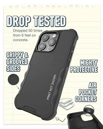 Smartish® iPhone 15 Pro Protective Magnetic Case - Gripzilla Compatible with MagSafe [Rugged + Tough] Heavy Duty Grip Armored Cover w/Drop Tested Protection for Apple iPhone 15 Pro - Custom Prints - 4