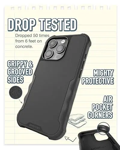 Smartish® iPhone 15 Pro Protective Magnetic Case - Gripzilla Compatible with MagSafe [Rugged + Tough] Heavy Duty Grip Armored Cover w/Drop Tested Protection for Apple iPhone 15 Pro - Black Tie Affair - SMARTISH (1)