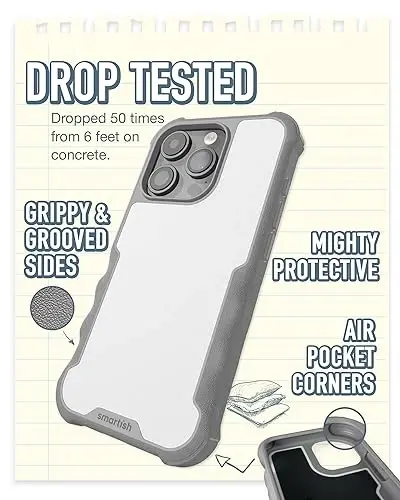 Smartish® iPhone 15 Pro Protective Magnetic Case - Gripzilla Compatible with MagSafe [Rugged + Tough] Heavy Duty Grip Armored Cover w/Drop Tested Protection for Apple iPhone 15 Pro - Gray Area - 2