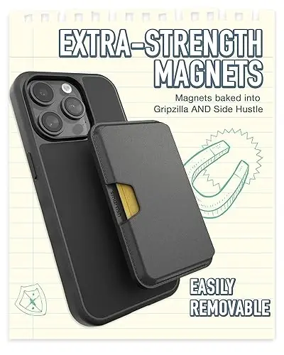 Smartish® iPhone 15 Pro Slim Case with Wallet for MagSafe iPhones - Gripmunk - Magsafe Compatible Thin Grip Cover + Detachable Magnetic Credit Card Holder - Black Tie Affair - 3