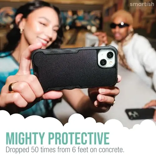 Smartish® iPhone 15 Pro Max himoya magnitli g'ilofi - Gripzilla MagSafe bilan mos keladi [Bardoshli og'ir vaznli Grip Armor qopqog'i] Apple iPhone 15 Pro Max uchun tushish sinovidan o'tgan himoya - Black Tie Affair - 4