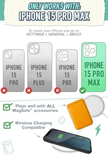 Smartish® iPhone 15 Pro Max himoya magnitli g'ilofi - Gripzilla MagSafe bilan mos keladi [Bardoshli og'ir vaznli Grip Armor qopqog'i] Apple iPhone 15 Pro Max uchun tushish sinovidan o'tgan himoya - Black Tie Affair - SMARTISH