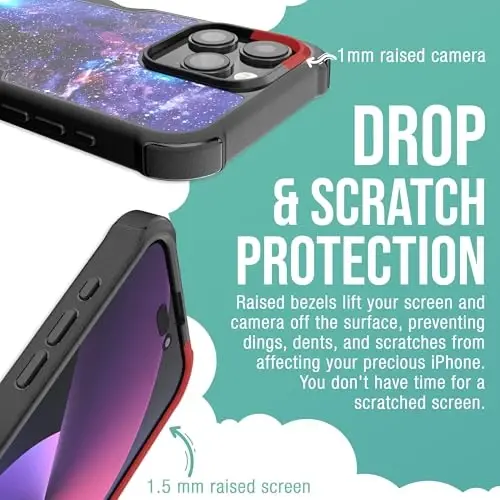 Smartish® iPhone 15 Pro Max himoya magnitli g'ilofi - Gripzilla MagSafe bilan mos keladi [Bardoshli og'ir vaznli ingichka tutqichli zirhli qopqoq] Apple iPhone 15 Pro Max uchun tushishga sinovdan o'tgan himoya - Spaced Out - 3