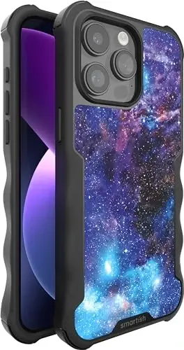 Smartish® iPhone 15 Pro Max himoya magnitli g'ilofi - Gripzilla MagSafe bilan mos keladi [Bardoshli og'ir vaznli ingichka tutqichli zirhli qopqoq] Apple iPhone 15 Pro Max uchun tushishga sinovdan o'tgan himoya - Spaced Out - 5
