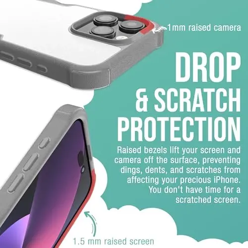 Smartish® iPhone 15 Pro Max Protective Magnetic Case - Gripzilla Compatible with MagSafe [Rugged Heavy Duty Slim Grip Armor Cover] w/Drop Tested Protection for Apple iPhone 15 Pro Max - Gray Area - 5