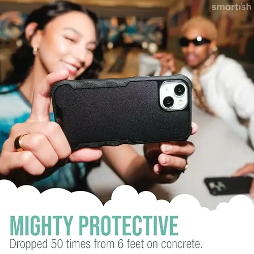 Smartish® iPhone 15 Pro Max Protective Magnetic Case - Gripzilla Compatible with MagSafe [Rugged Heavy Duty Slim Grip Armor Cover] w/Drop Tested Protection for Apple iPhone 15 Pro Max - Gray Area - 2