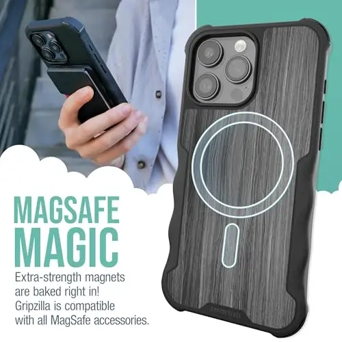 Smartish® iPhone 15 Pro Max Protective Magnetic Case - Gripzilla Compatible with MagSafe [Rugged Heavy Duty Slim Grip Armor Cover] w/Drop Tested Protection for Apple iPhone 15 Pro Max - Graspin' Aspen - 3