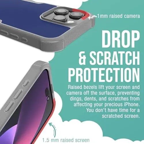 Smartish® iPhone 15 Pro Max Protective Magnetic Case - Gripzilla Compatible with MagSafe [Rugged Heavy Duty Grip Armor Cover] w/Drop Tested Protection for Apple iPhone 15 Pro Max - Blueberry Bandit - 4