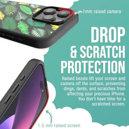 Smartish® iPhone 15 Pro Max Magnetic Case - Gripmunk Compatible with MagSafe [Lightweight + Protective] Slim/Thin Grip Cover with Microfiber Lining for Apple iPhone 15 Pro Max - Leaf Me Alone - 4