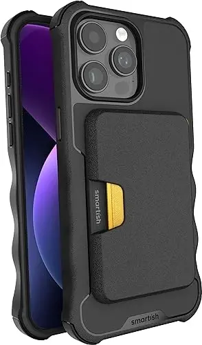 Smartish® iPhone 15 Pro Max Protective Case with Wallet for MagSafe iPhones - Gripzilla - Magsafe Compatible Heavy Duty Armor Grip Cover + Detachable Magnetic Credit Card Holder - Black Tie Affair 