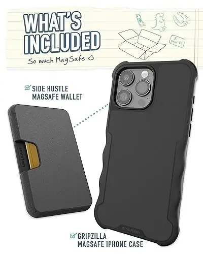 Smartish® iPhone 15 Pro Max Protective Case with Wallet for MagSafe iPhones - Gripzilla - Magsafe Compatible Heavy Duty Armor Grip Cover + Detachable Magnetic Credit Card Holder - Black Tie Affair - 2
