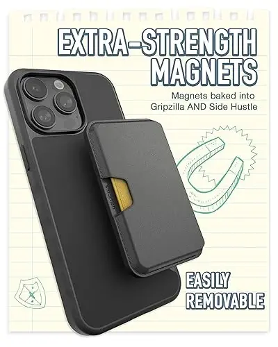 Smartish® iPhone 15 Pro Max Slim Case with Wallet for MagSafe iPhones - Gripmunk - Magsafe Compatible Thin Grip Cover + Detachable Magnetic Credit Card Holder - Black Tie Affair - 3