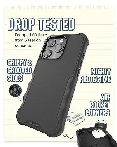 Smartish® iPhone 15 Pro Protective Magnetic Case - Gripzilla Compatible with MagSafe [Rugged + Tough] Heavy Duty Grip Armored Cover w/Drop Tested Protection for Apple iPhone 15 Pro - Black Tie Affair - SMARTISH (1)