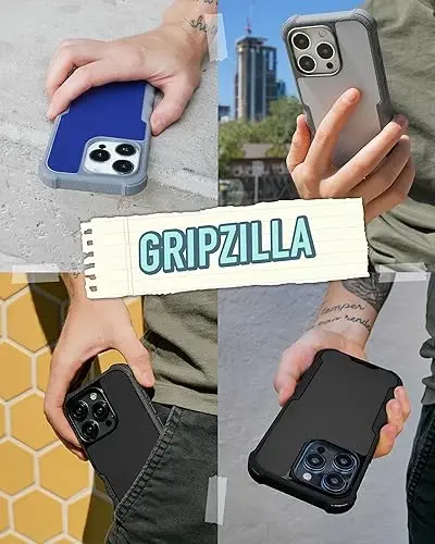 Smartish® iPhone 15 Pro Protective Magnetic Case - Gripzilla Compatible with MagSafe [Rugged + Tough] Heavy Duty Grip Armored Cover w/Drop Tested Protection for Apple iPhone 15 Pro - Gray Area 