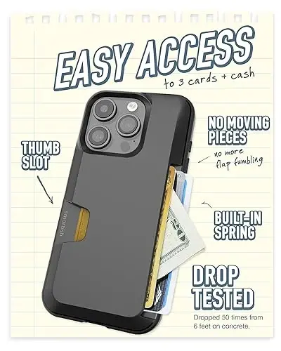 Smartish iPhone 15 Pro Wallet Case with Crossbody Lanyard Strap - Wallet Slayer Vol. 1 - [Slim + Protective] Credit Card Holder with Universal Detachable Shoulder Neck Strap - Black Tie Affair - 5