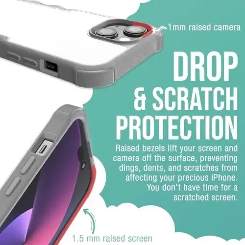 Smartish® iPhone 15 Protective Magnetic Case - Gripzilla Compatible with MagSafe [Rugged + Tough] Heavy Duty Grip Armored Slim Cover w/Drop Tested Protection for Apple iPhone 15 - Gray Area - 4