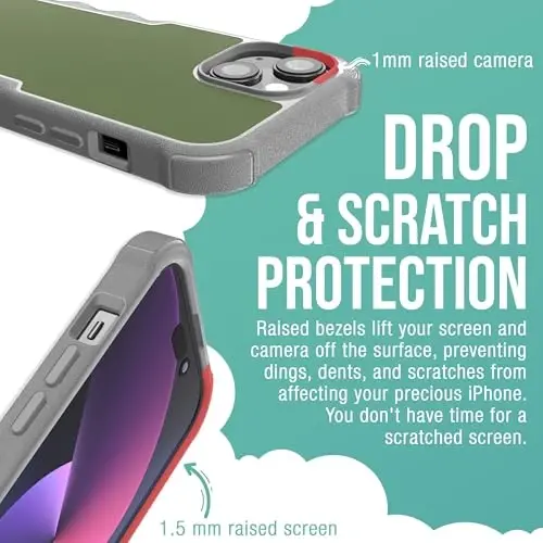 Smartish® iPhone 15 Protective Magnetic Case - Gripzilla Compatible with MagSafe [Rugged + Tough] Heavy Duty Grip Armored Slim Cover w/Drop Tested Protection for Apple iPhone 15 - Lost in The Moss - 4