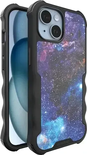 Smartish® iPhone 15 Protective Magnetic Case - Gripzilla Compatible with MagSafe [Rugged + Tough] Heavy Duty Grip Armored Slim Cover w/Drop Tested Protection for Apple iPhone 15 - Spaced Out - 1