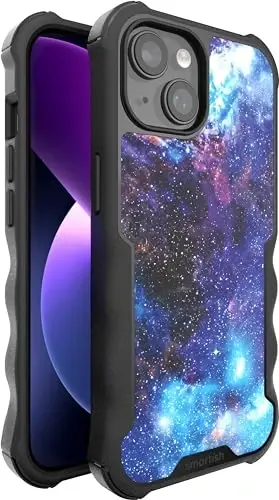 Smartish® iPhone 15 Protective Magnetic Case - Gripzilla Compatible with MagSafe [Rugged + Tough] Heavy Duty Grip Armored Slim Cover w/Drop Tested Protection for Apple iPhone 15 - Spaced Out - SMARTISH