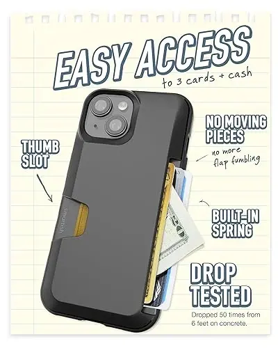 Smartish iPhone 15 Wallet Case with Crossbody Lanyard Strap - Wallet Slayer Vol. 1 - [Slim + Protective] Credit Card Holder with Universal Detachable Shoulder Neck Strap - Black Tie Affair - 3