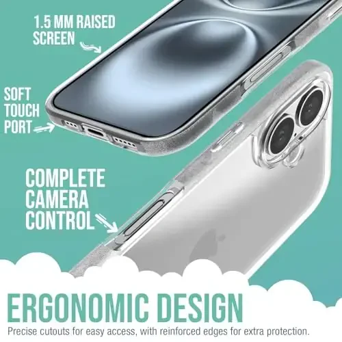 Smartish® iPhone 16 Clear Case - Gripmunk [Lightweight + Protective] Slim Drop Tested Ultra Thin Grip Cover for Apple iPhone 16 - Clearly Clear - 3