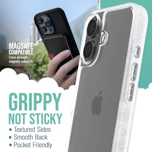 Smartish® iPhone 16 Clear Case - Gripmunk [Lightweight + Protective] Slim Drop Tested Ultra Thin Grip Cover for Apple iPhone 16 - Clearly Clear - 2