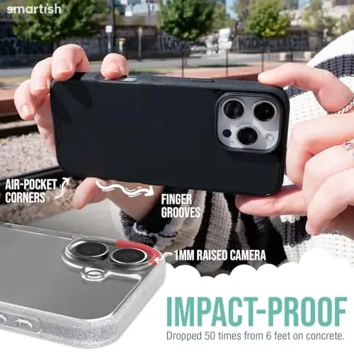 Smartish® iPhone 16 Clear Case - Gripmunk [Lightweight + Protective] Slim Drop Tested Ultra Thin Grip Cover for Apple iPhone 16 - Clearly Clear - 4