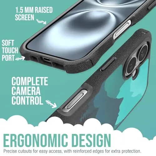 Smartish® iPhone 16 himoyachi magnitli g'ilofi - Gripzilla, MagSafe bilan mos [Mustahkam + Bardoshli] Apple iPhone 16 uchun yiqilishdan himoyalangan, og'ir yuklarga mo'ljallangan, ingichka zirhli qopqoq, 