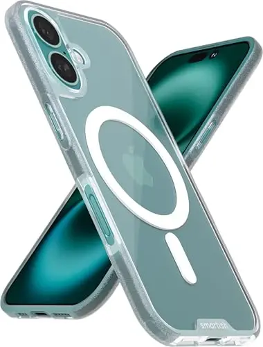 Smartish® iPhone 16 Magnetic Case - Gripmunk Compatible with MagSafe [Lightweight + Protective] Slim & Thin Grip Cover with Microfiber Lining for Apple iPhone 16 - Clearly Clear - 1