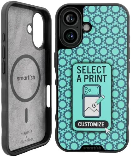 Smartish® iPhone 16 Magnetic Case - Gripmunk Compatible with MagSafe [Lightweight + Protective] Slim & Thin Grip Cover with Microfiber Lining for Apple iPhone 16 - Custom Prints 