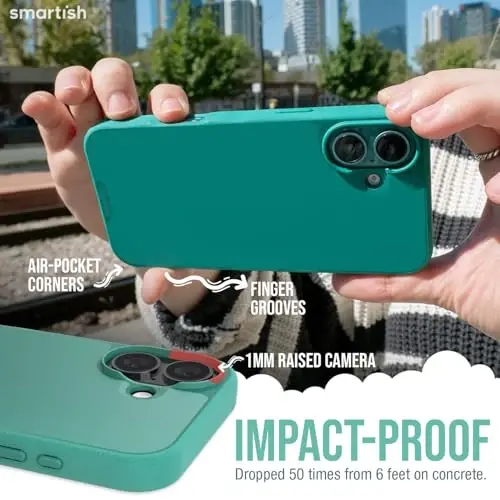 Smartish® iPhone 16 Magnetic Case - Gripmunk Compatible with MagSafe [Lightweight + Protective] Slim & Thin Grip Cover with Microfiber Lining for Apple iPhone 16 - So Jaded - 3