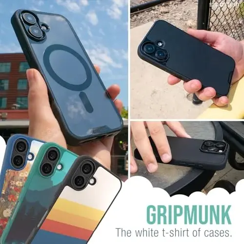 Smartish® iPhone 16 Magnetic Case - Gripmunk MagSafe bilan mos [Yengil + Himoya] Apple iPhone 16 uchun Microfiber qoplamali ingichka va yupqa qopqoq - Striped Up - 6