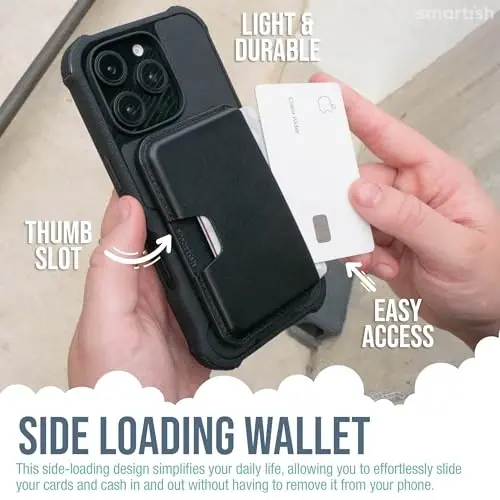 Smartish® iPhone 16 Magnetic Case with MagSafe Wallet - Gripzilla - Magsafe Compatible Armor Grip Cover + Detachable Magnetic Credit Card Holder - Black Tie Affair - 3