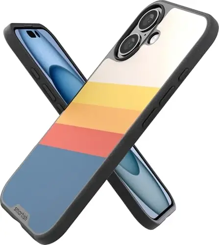 Smartish® iPhone 16 Magnetic Case - Gripmunk Compatible with MagSafe [Lightweight + Protective] Slim & Thin Grip Cover with Microfiber Lining for Apple iPhone 16 - Striped Up - 1