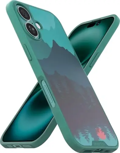 Smartish® iPhone 16 Magnetic Case - Gripmunk Compatible with MagSafe [Lightweight + Protective] Slim & Thin Grip Cover with Microfiber Lining for Apple iPhone 16 - Moving Mountains - 1