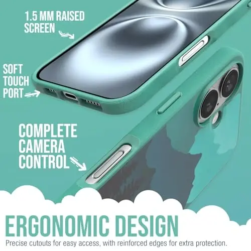 Smartish® iPhone 16 Magnetic Case - Gripmunk Compatible with MagSafe [Lightweight + Protective] Slim & Thin Grip Cover with Microfiber Lining for Apple iPhone 16 - Moving Mountains - 3