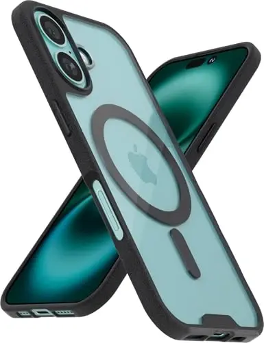 Smartish® iPhone 16 Magnetic Case - Gripmunk Compatible with MagSafe [Lightweight + Protective] Slim & Thin Grip Cover with Microfiber Lining for Apple iPhone 16 - Clearly Black - SMARTISH