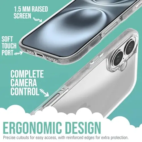 Smartish® iPhone 16 Plus Clear Case - Gripmunk [Lightweight + Protective] Slim Drop Tested Ultra Thin Grip Cover for Apple iPhone 16 Plus - Clearly Clear - 3