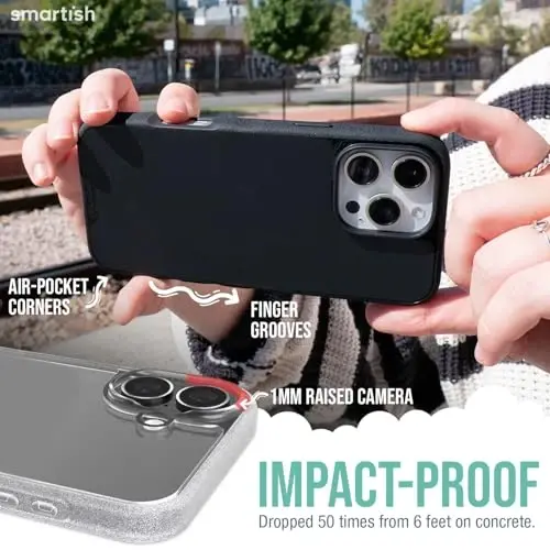 Smartish® iPhone 16 Plus Clear Case - Gripmunk [Lightweight + Protective] Slim Drop Tested Ultra Thin Grip Cover for Apple iPhone 16 Plus - Clearly Clear - 4