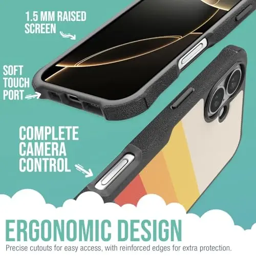 Smartish® iPhone 16 Plus himoya qiluvchi magnit g'ilof - Gripzilla MagSafe bilan mos keladi [Mustahkam + Bardoshli] Apple iPhone 16 Plus uchun og'ir yukga chidamli yupqa korpus - Striped Up - 3