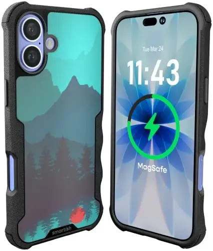 Smartish® iPhone 16 Plus Protective Magnetic Case - Gripzilla Compatible with MagSafe [Rugged + Tough] Heavy Duty Armor Slim Cover w/Drop Tested Protection for Apple iPhone 16 Plus - Moving Mountains - 1