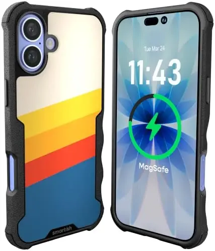 Smartish® iPhone 16 Plus Koruyucu Manyetik Kılıf - MagSafe Uyumlu Gripzilla [Sağlam + Dayanıklı] Apple iPhone 16 Plus için Düşme Testi Korumalı Ağır Hizmet Tipi Zırh İnce Kılıf - Çizgili 