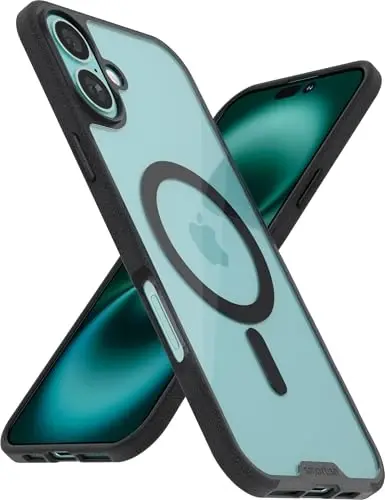 Smartish® iPhone 16 Plus Magnetic Case - Gripmunk Compatible with MagSafe [Lightweight + Protective] Slim & Thin Grip Cover with Microfiber Lining for Apple iPhone 16 Plus - Clearly Black - SMARTISH
