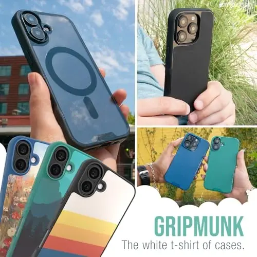 Smartish® iPhone 16 Plus Magnetic Case - Gripmunk Compatible with MagSafe [Lightweight + Protective] Slim & Thin Grip Cover with Microfiber Lining for Apple iPhone 16 Plus - Custom Prints - 6