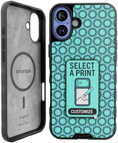 Smartish® iPhone 16 Plus Magnetic Case - Gripmunk Compatible with MagSafe [Lightweight + Protective] Slim & Thin Grip Cover with Microfiber Lining for Apple iPhone 16 Plus - Custom Prints 