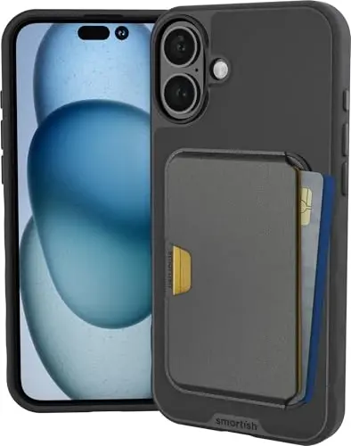 Smartish® iPhone 16 Plus Magnetic Case with MagSafe Wallet - Gripmunk - Magsafe mos keladigan nozik qopqoq + olinadigan magnit kredit karta ushlagichi - Black Tie Affair - SMARTISH