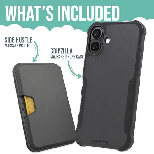 Smartish® iPhone 16 Plus Magnetic Case with MagSafe Wallet - Gripzilla - Magsafe Compatible Armor Grip Cover + Detachable Magnetic Credit Card Holder - Black Tie Affair - 4